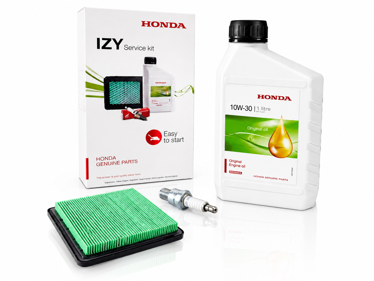 Oryginalny zestaw serwisowy HONDA IZY z olejem, filtrami powietrza i świecą zapłonową
